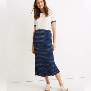 Madewell Navy Polka Dot Midi Skirt